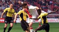 Zlatan brushing off the NAC Breda defenders.